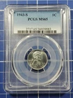 1943-S 1C Lincoln Wheat Wartime Steel Cent PCGS MS65 9083