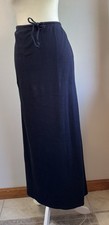 Vintage Ralph Lauren Navy Long Maxi Skirt Draw String Sz M Medium 100 Cotton