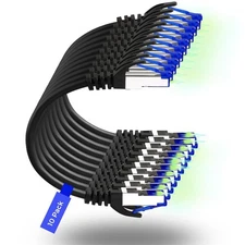 Rapink Cat8 Patch Cables 0.5ft 10-Pack Black