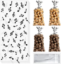 100 Pieces Music Notes Cellophane Goodie Bags Musical Theme Treat Plastic Musica