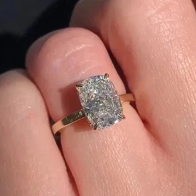 Certified 2 Ct Lab-Grown Diamond Solitaire Engagement Ring Solid 10k Yellow Gold