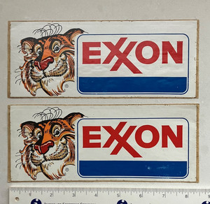 Exxon Vintage Decal Stickers Lot Of 2 *condition issues* Vinyl with Exxon Tiger