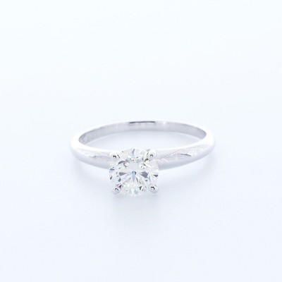 1.0CT AGI Natural Diamond F/VS2 Round Cut Platinum Prong Classic Engagement Ring