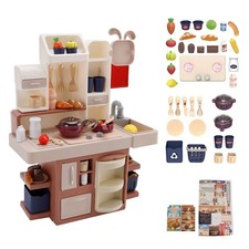 Kids Kitchen Play Set-Interactive Mist w/ Water Circulation for Ages 3 Red