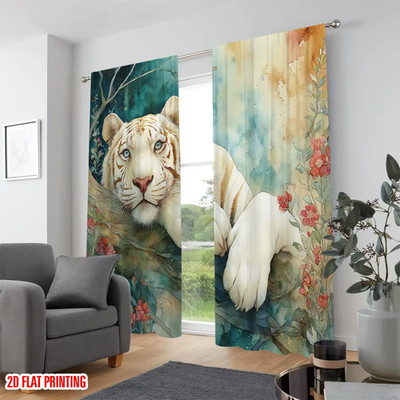 Scheibengardinen Polyester Lichtfilter Weiß Tigermuster Home Vorhänge Paar