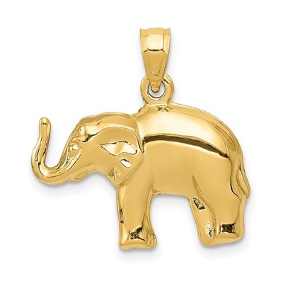14k Gelbgold poliert Elefant Form Charm Anhänger L-21mm, B-21mm