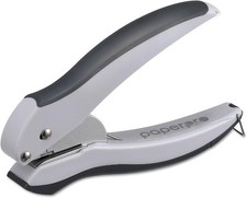 Bostitch Office EZ Squeeze One-Hole Punch, 10 Sheet Capacity, Lightweight, Gray/