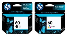 GENUINE NEW HP 60 CC640WN/CC643WN Black Color Ink Cartridge 2-Pack .