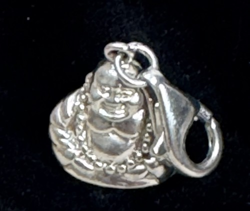 Vintage Buddha 925 Sterling Pendant Smiling Good Luck Bubble Religious Charm
