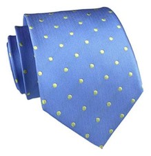 Mens Classic Polka Dot Pattern Ties Handmade Business One Size Blue Yellow Dot