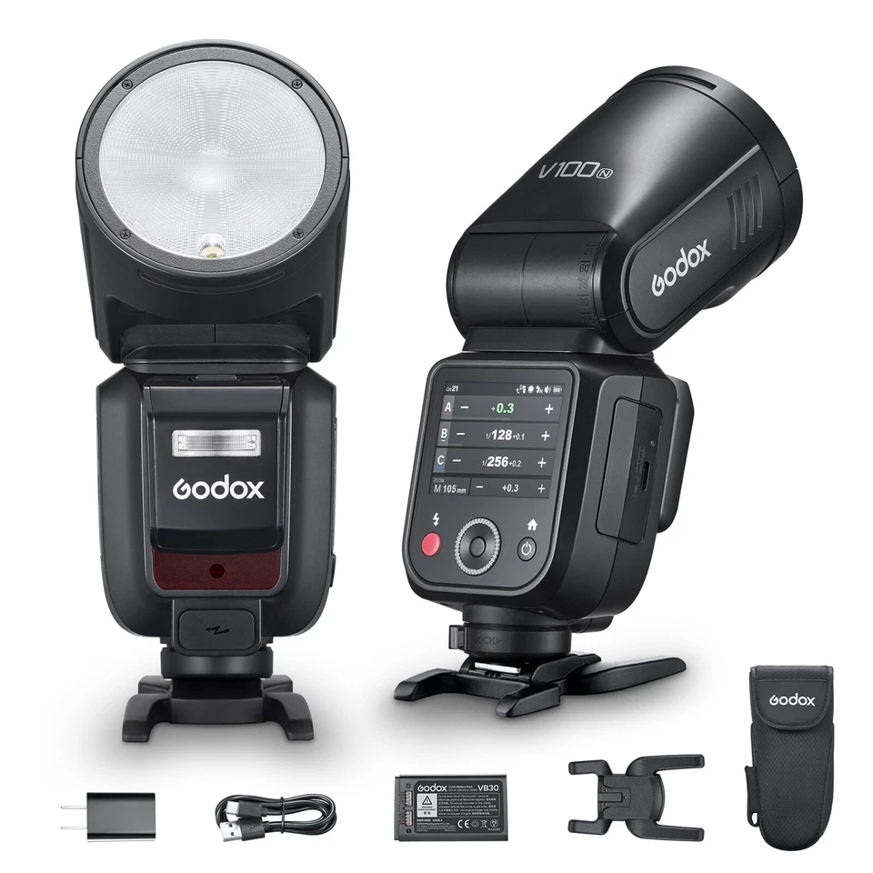 US Godox V100N V100-N 2.4G TTL HSS Li-ion Flash Speedlite Touch Screen for Nikon - Image 2 of 4