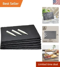 Reusable Black Slate Cheese Boards Set of 6 with Chalk - Ideal for Appetizers