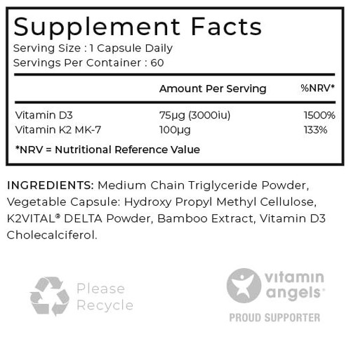 Love Life Supplements Vitamin D3 + K2 3000iu D3 + 100μg K2 2 Month Supply - 6... - Picture 3 of 7