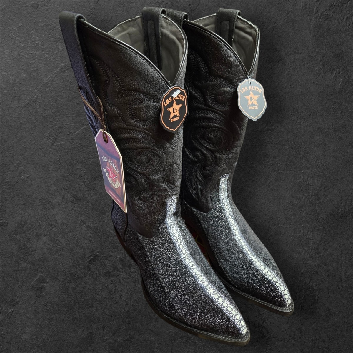 Veari Black stingray leather cowboy western Boots size 29.5 pointed toe * Men main image 4