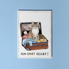 Handmade Funny cat in a suitcase Paw-Sport Ready!  Bon Voyage Card & Envelope