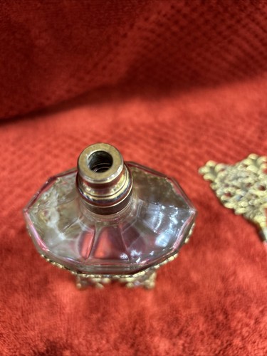 “Stunning” West Germany Ornate Ormolu filigree Perfume Bottle with Glass Dauber - Picture 7 of 13