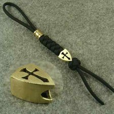 550 Paracord Brass " Crusader " Knife Lanyard Tassel Bead Beads GH117