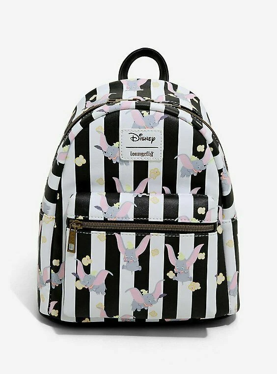 Mini Mochila Bolso Cartera Loungefly Disney Dumbo Palomitas de Maíz Negro Blanco Rayas