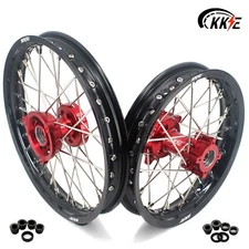KKE 14/12 Mini Kid's Wheels Rims Fit KTM SX65 2002-2024 Gas Gas MC65 CNC Red Hub