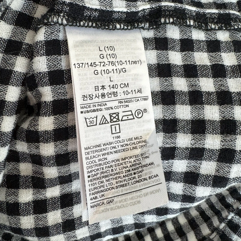 Mameluco Gap Girls negro blanco a cuadros de guinga talla 10 Foto 4 de 4