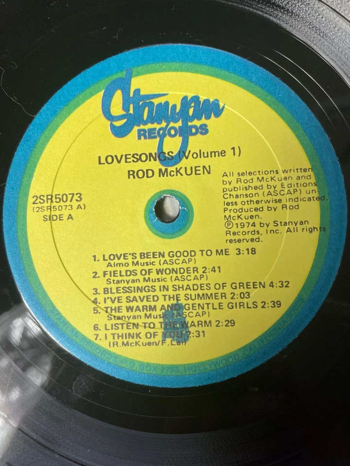 Rod McKuen – Love Songs- 2x Vinyl LP 1974 Stanyan Rec 2SR5073- Gatefold w/Insert - Image 3 of 4