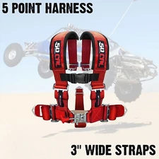 5 Point Harness 3" Wide Off Road 4x4 Sand Rail Rock Crawler J**p Dune Buggy RED
