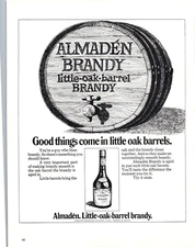 Almaden Little-Oak-Barrel Brandy 1972 Vintage Alcohol Print Ad