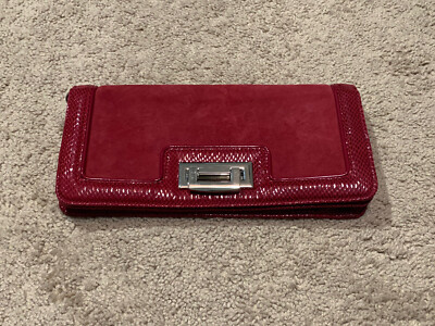 Womens Purse Red Silver Hardward Clutch Handbag