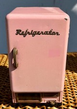 Rare Vintage Pink Metal Toy Refrigerator Metal Shelves  Door Panels