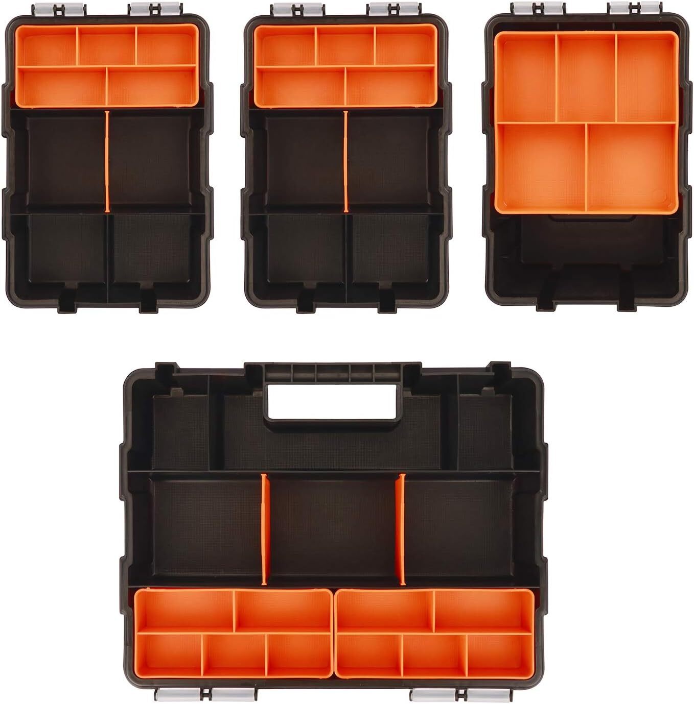 CASOMAN Hardware & Parts Organizers, 4 Piece Set Toolbox, Compartment Small