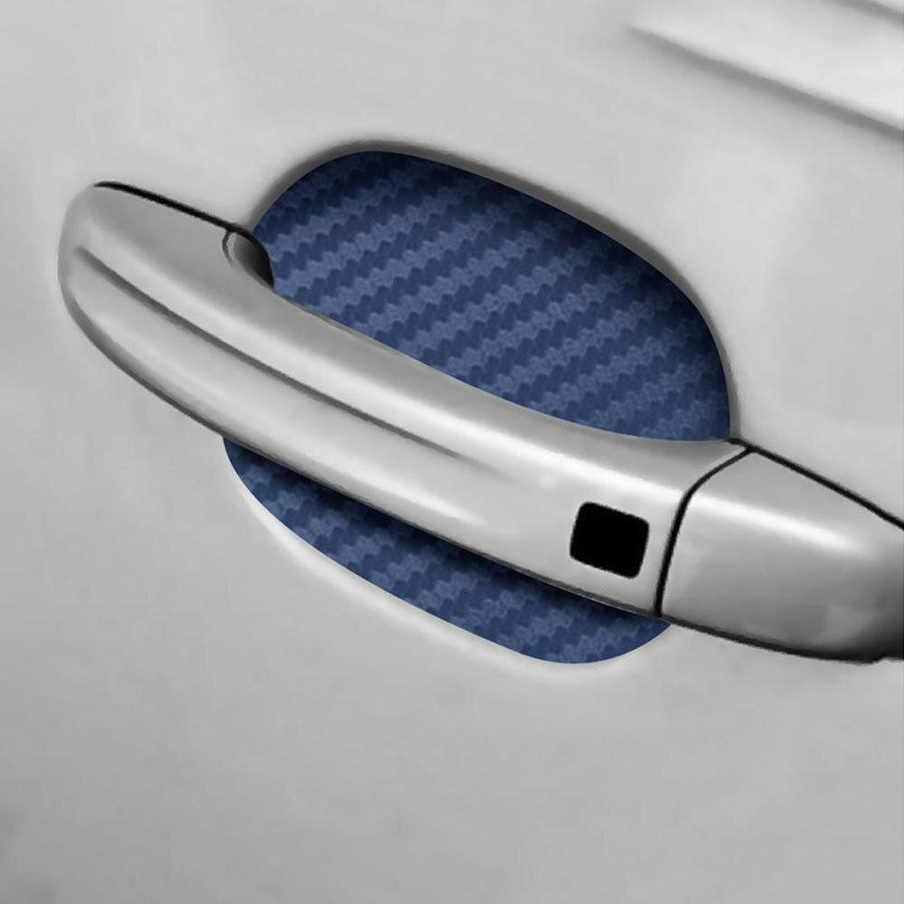 Blue Carbon Fiber Car Door Handle Protector Film Anti Scratch Sticker