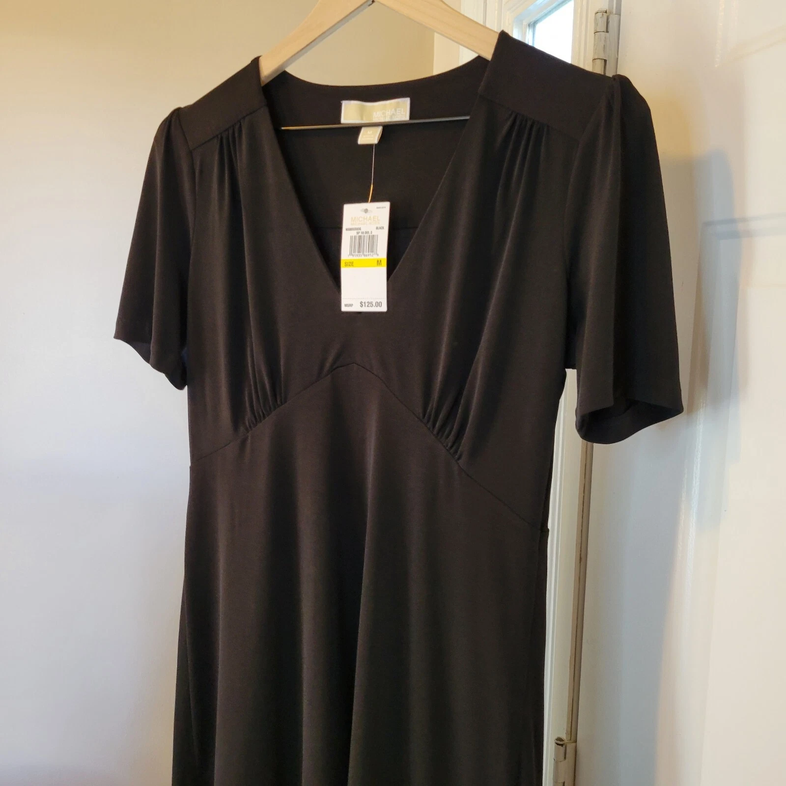 Abito Michael Kors Little Nero Nuovo con etichette Elasticizzato Manica Corta Taglia M Ufficio Business