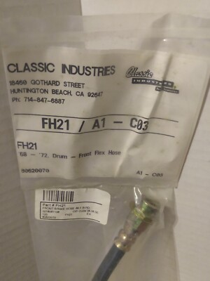 68 Pontiac Firebird Front Drum Brake  Flex Hose Lines L&R Classic Industries New