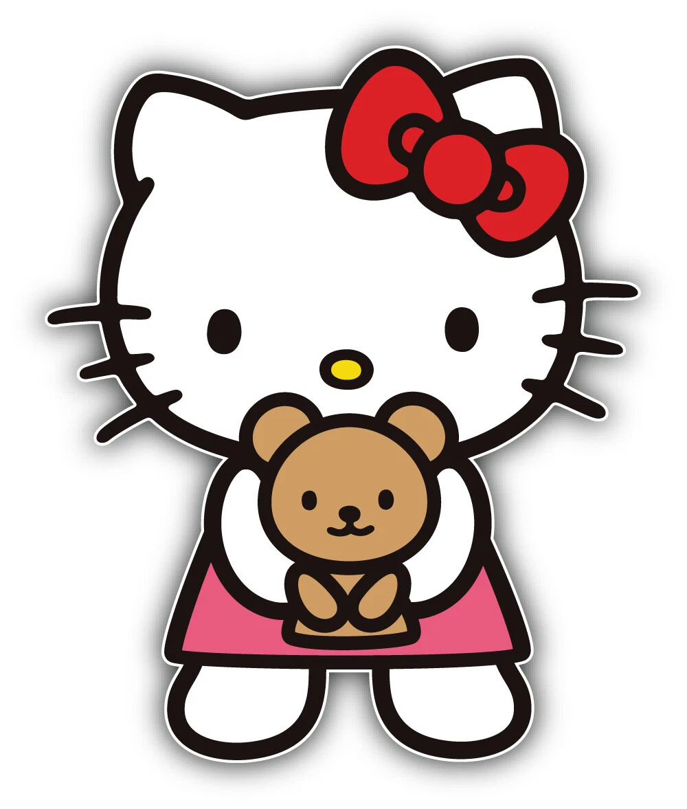 Hello Kitty Cartoon Teddy Bear Sticker Bumper Decal - ''SIZES