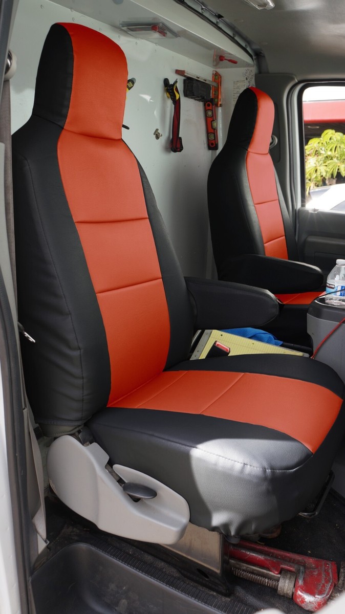 Iggee Custom Fit Seat Covers For Ford E-Series Vans (2009-2024) - 2 Front Seat & Armrest Covers, Premium Leatherette (Grey) - View #8
