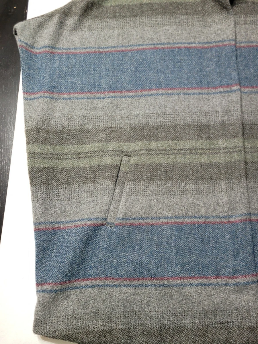 Eddie Bauer Wool Poncho Cape Snap Front striped Southwestern Women’s Size Medium