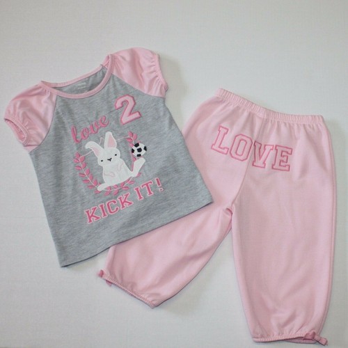 Gymboree Back To School Sleepwear Soccer Bunny Two-Piece Pajama Set PJ size 3-4
