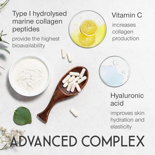 Marine Collagen Supplement 2400mg - 120 Tablets with Hyaluronic Acid & Vitamin C - Picture 3 of 9
