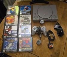 VGC Playstation 1 Bundle 8 Great Games 1 Offical Pad All Wires Tested Working 