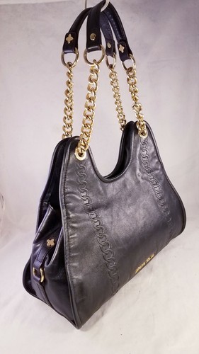 AMAZING ANTONIO MELANI GOLD CHAIN BLACK LEATHER HOBO PURSE SHOULDER BAG - Picture 4 of 11