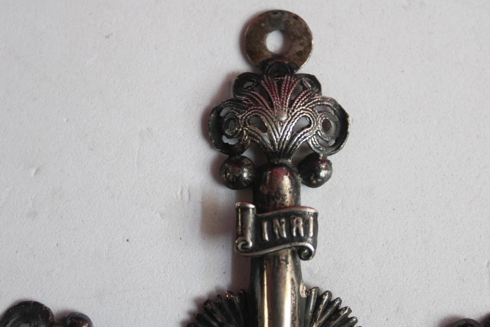 L68-ANTICO CROCEFISSO ARGENTO 800- PRIMO 800-FILIGRANA RELIGIONE CROCE EX VOTO - Immagine 2 di 4