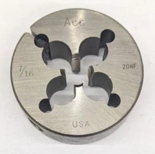 Ace 7/16"-20 NF Round Die 2" OD Screw Adjusting Adjustable Die Carbon Steel USA