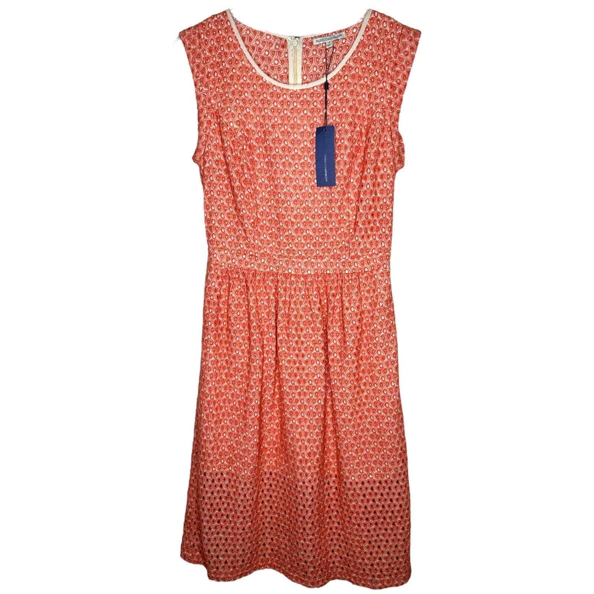 Rebecca Minkoff Womens Eyelet Shelly Dress Size 4 Orange Lined Back Zip NWT