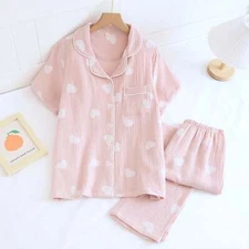 Cotton Textured Heart Print Pajama Coordinates