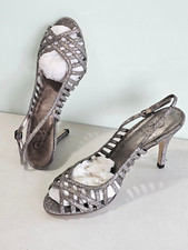 New A. PAPELL Women's Size 5.5 Silver Sling back Sandal Pump Heel Shoes