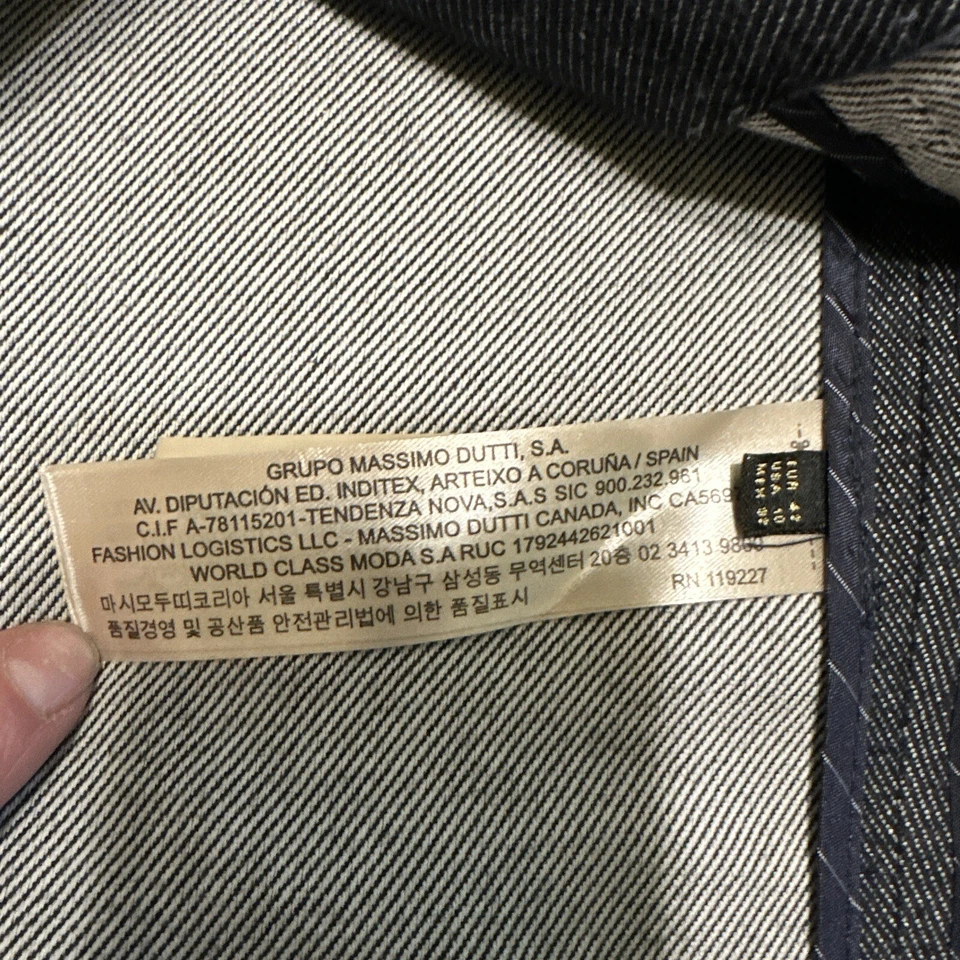 Massimo Dutti Womens Collared Solid Single Button Blazer Blue Wool Blend Size 10 - Image 3 of 4