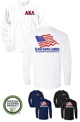 Alpha Kappa Lambda Fraternity Bella + Canvas Long Sleeve American Flag Shirt