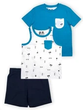 P.S. from Aeropostale Boys Blue 3pc Short Set Size 4 5 6 7 8 10 12 14