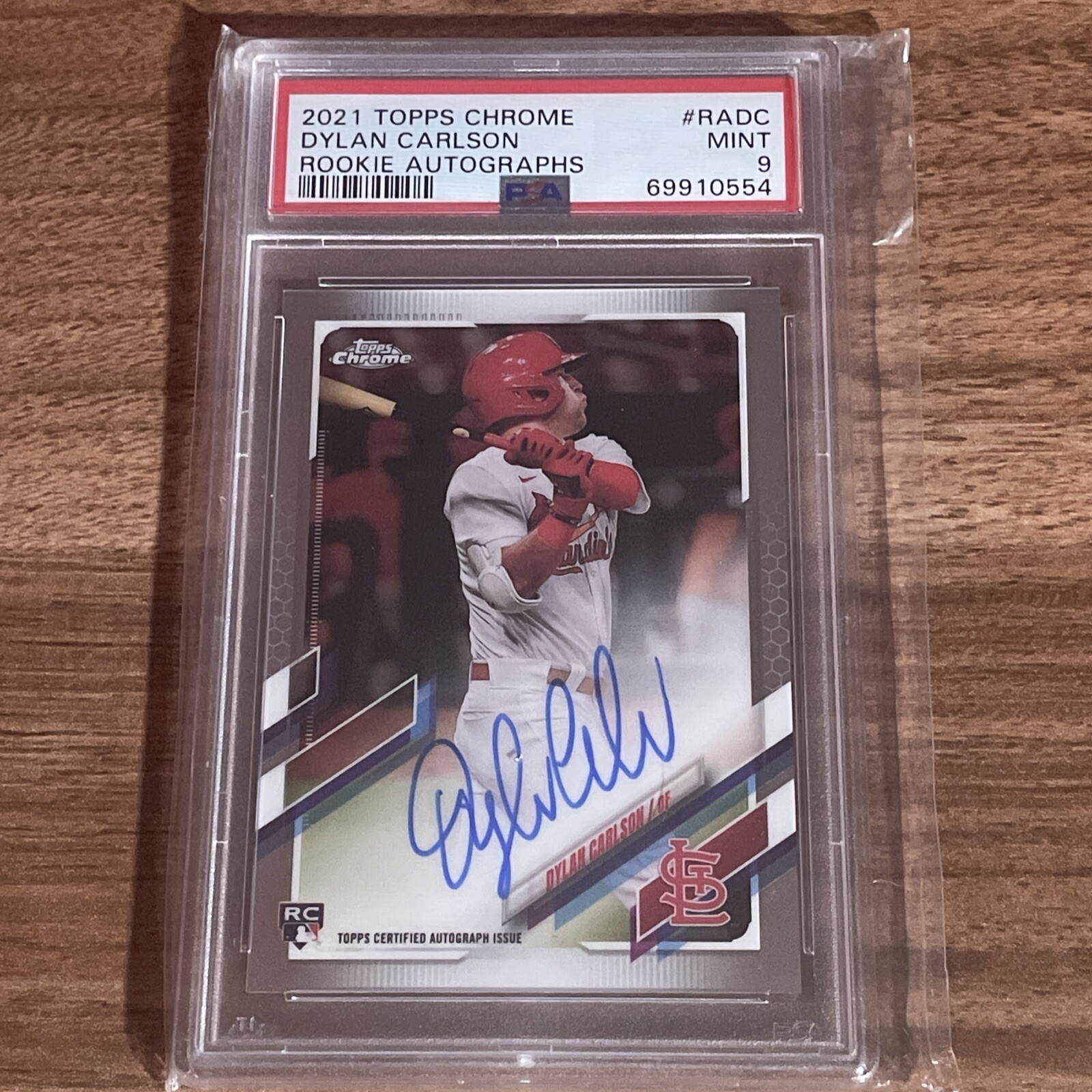 2021 Topps Chrome Rookie Autographs #140 Dylan Carlson RC PSA 9