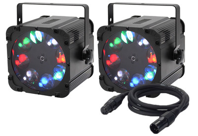 2 x Equinox Crossfire XP Gobo Projektor 8 x 10W RGBW LEDs & DMX Kabel Konvolut